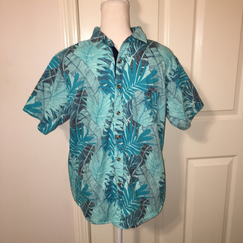 Eight Bells Tropical Leaves Print Shirt
